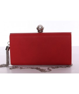 Dámska spoločenská kabelka s ozdobným gombíkom (6228) - červená (22x12x14 cm)