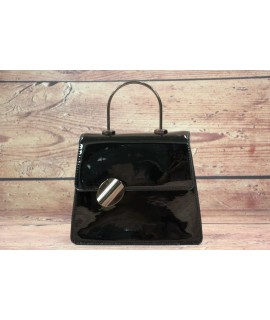 Dámska kabelka lakovaná s ozdobou PH1202 čierna (17x19x7,5cm)