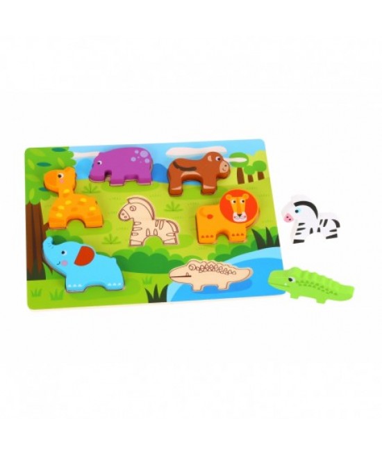 3D detské drevené puzzle - Animal 7ks