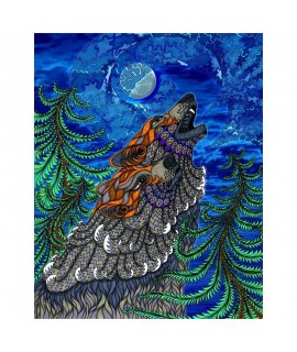 7D Diamantová mozaika - Abstraktný vlk