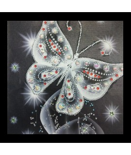 7D Diamantová mozaika - Strieborný motýľ