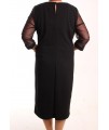 Dámske spoločenské elastické šaty EFECK - čierne so silonovými rukávmi