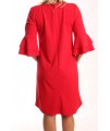 Dámske kokteilové šaty s volánikmi - červené