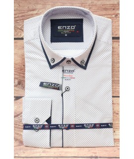 Pánska elastická košeľa vzorovaná ENZO (3419) - biela