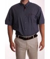 Pánska elastická košeľa s krátkym rukávom ENZO (3602) - tmavomodrá vzorovaná