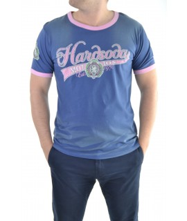 Modro-ružové tričko s nápisom Hardsoda
