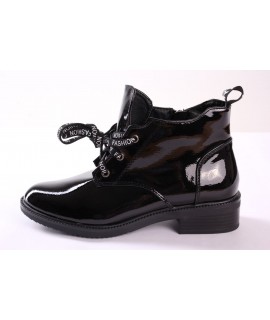 Dámska členková lakovaná obuv (DO130-1) - čierna