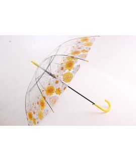 Vystreľovací dáždnik transparentný, ART:POE1315 "SEDMOKRÁSKA" - žltý (p. 98 cm)