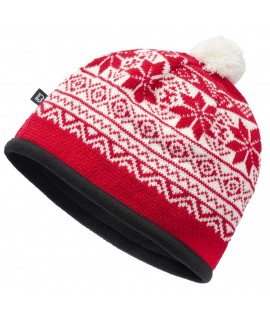 Brandit pánska zimná čiapka so škandinávskym vzorom - snehové vločky - červená