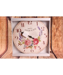 Drevené nástenné hodiny "SENTEURS DE ROSE" (p. 33cm)