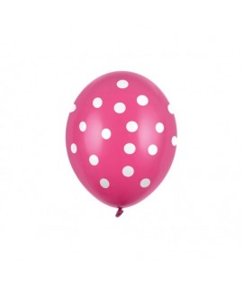Balón - Bodkovaný - pastelový, 30cm (6ks) Ružová