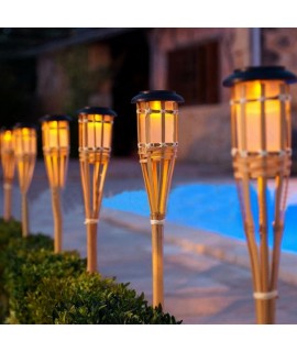 Bambusová LED solárna záhradná lampa 60cm (2ks)