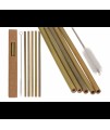 Bambusové slamky na pitie s kefkou na čistenie - 5 ks