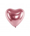 Chromované balóny - Glossy Hearts 30cm, 10ks Ružová