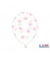 Číre balóny so srdiečkami - Crystal Clear - 30cm, 6ks Ružová