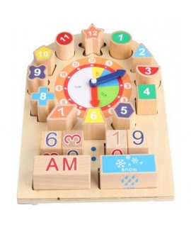 Detské drevené hodiny s dátumovníkom