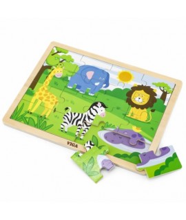 Detské drevené puzzle - Hrošíkov odpočinok 16 ks