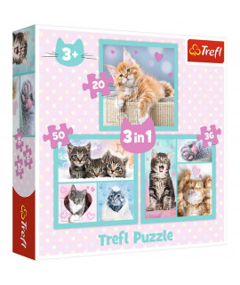 Detské puzzle - Sweet cats - 3v1