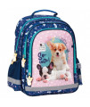 Detský dvojkomorový ruksak - Cute dogs pink