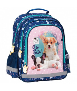 Detský dvojkomorový ruksak - Cute dogs pink