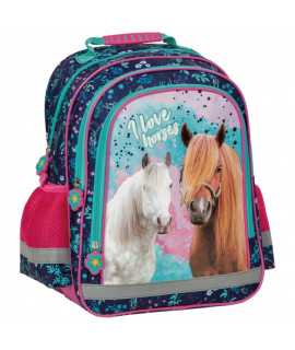 Detský dvojkomorový ruksak - Pink horses