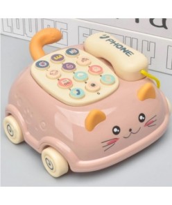 Detský telefón na kolieskach so zvukovými efektmi - Mačička Zelená