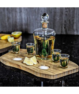 Dizajnový tequila set s pohárikmi a dekantérom - Agáve