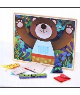 Drevená tabuľa s medvedíkom pre šikovné ručičky