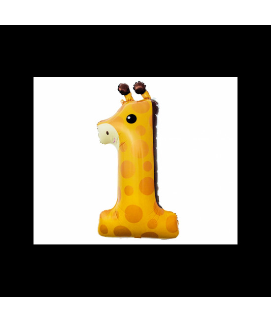Fóliový balón - Číslo 1 - Žirafa - 80 cm