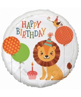 Fóliový balón - Happy Birthday Lion - 46cm