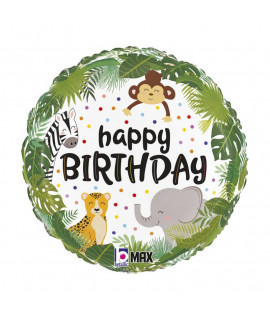 Fóliový balón - Happy Birthday - Safari - 46cm