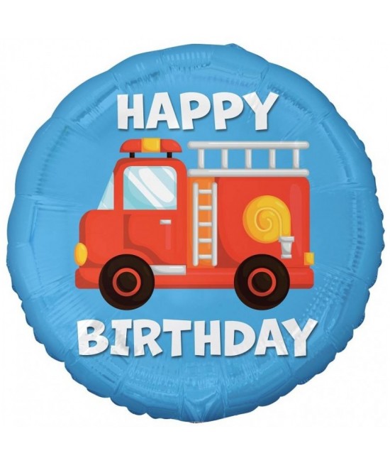 Fóliový balón - Hasičské auto - Happy Birthday, 45cm