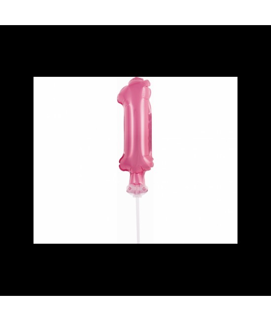 Fóliový balón na paličke - Ružové číslo - 13cm 1