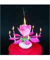 Hrajúca narodeninová sviečka - Lotosový kvet Ružová