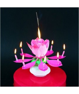 Hrajúca narodeninová sviečka - Lotosový kvet Modrá