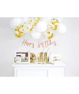 Kompletný party set - Happy Birthday - zlatý