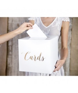 Krabička na dary - Cards - biela 24x24x24cm Zlatá