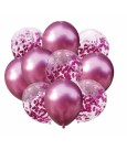 Mix latexových balónov s konfetami - PartyPal 10 ks Ružová