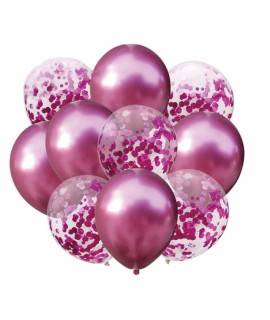 Mix latexových balónov s konfetami - PartyPal 10 ks Ružová