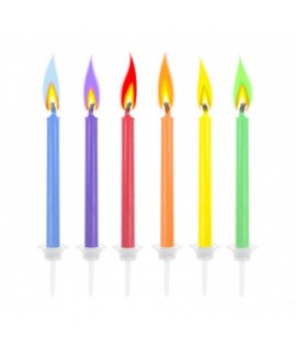 Narodeninové sviečky s farebným plameňom 6 ks