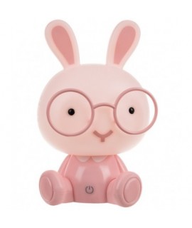 Nočná lampička králik s okuliarmi 23cm Ružová