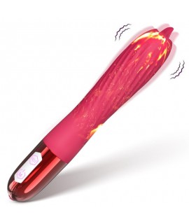 Ohybný USB vibrátor s jazýčkom a funkciou nahrievania Ružová