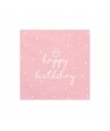 Papierové servítky - Happy Birthday - 33x33 cm Ružová