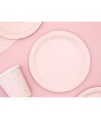 Papierové taniere - Dots - biela/ružová 18 cm Biela