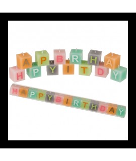 Pastelové sviečky s nápisom Happy Birthday