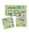 Penové puzzle na zem 60x60 - Zelená cesta mestom - 4 ks