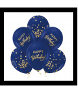 Set balónov Happy birthday - Dark Blue with Gold, 30cm 6ks