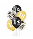 Set balónov - Happy Birthday s číslom - 30cm (6ks) 60