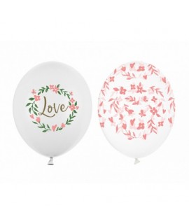 Set balónov - Love/Kvety, 30cm (3ks) Kvety