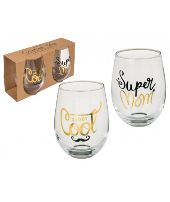 Set dvoch pohárov - Super Mom + Daddy Cool